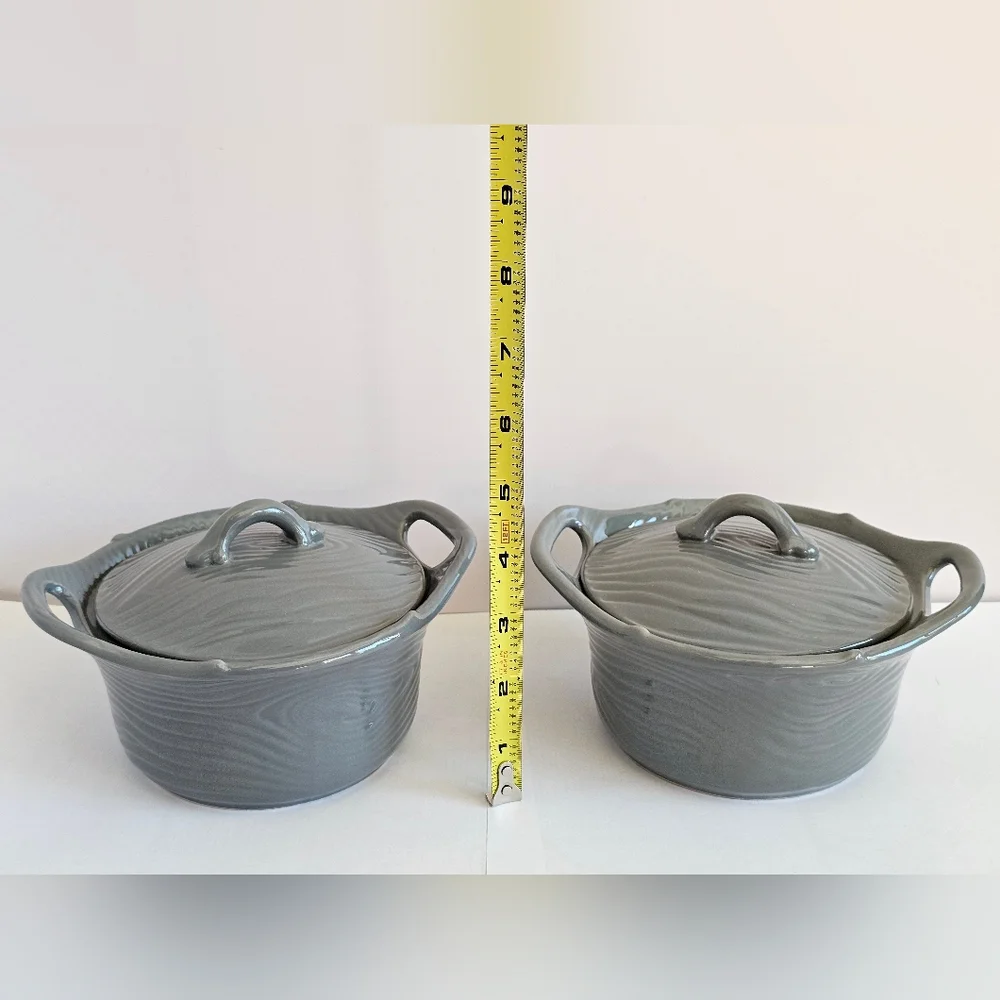 NWOT Temptations Woodland Gray Quick Cookers Small Pot with Lid Set of 2